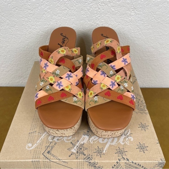 Free People Lisbon Platform Sandbar Multi Leather Suede Mule Size EU 38.5 Women - Picture 4 of 16